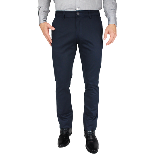 Pantalón Stretch de Vestir Color Azul Marino Slim Fit Para Caballero