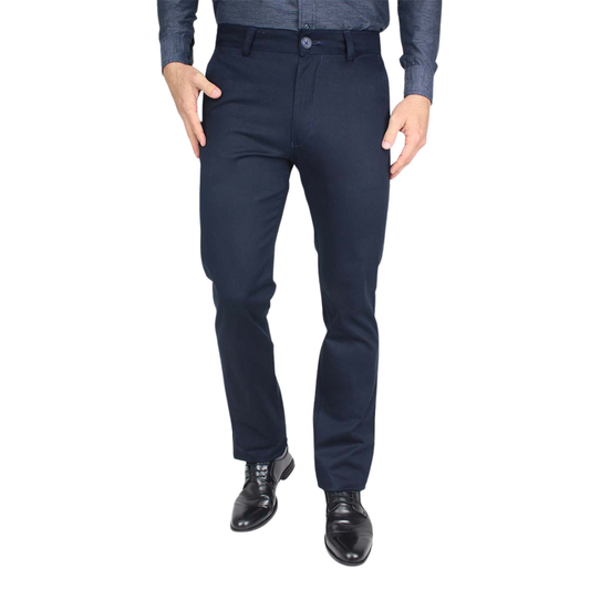 Pantalón De Gabardina Azul Marino Regular Fit Para Caballero