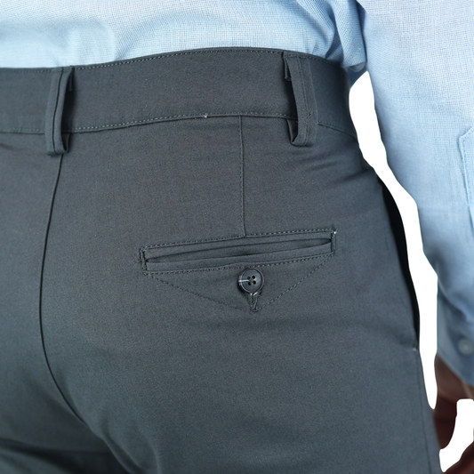 Pantalón Stretch Color Gris Slim Fit De Algodón Para Hombre