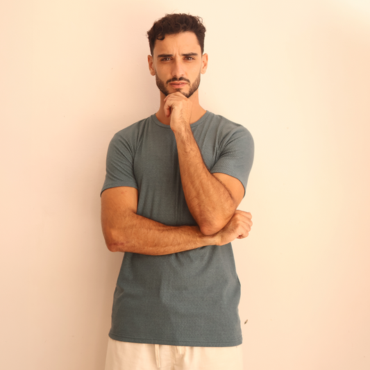 Camiseta de manga corta texturizada para hombre