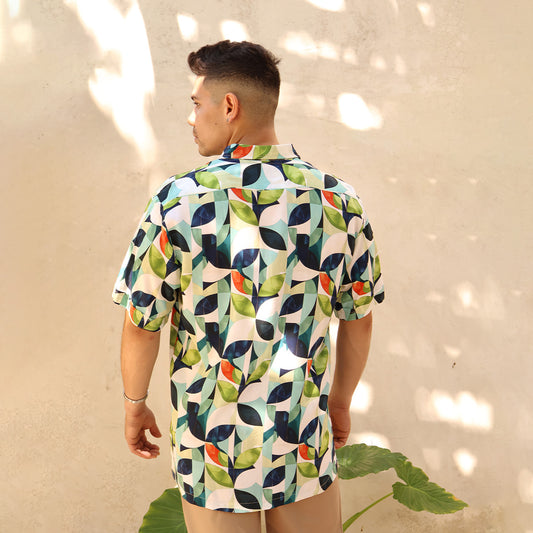 Camisa Floral Hombre Manga Corta Estampado Tropical Corte Relax