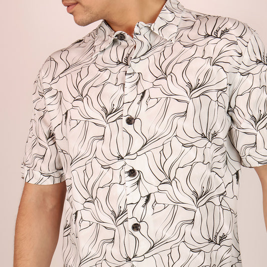 Camisa Tropical Floral Corte Relax Hombre Casual Moderna