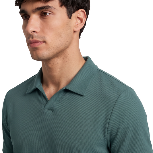 Rams Cottons Polo Shirt Verde Sin Botones