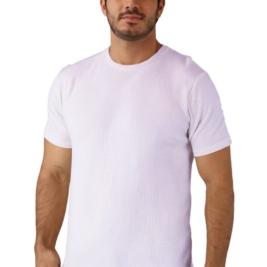 Playera Hombre Cuello Redondo Texturizada Ultra Suave Slim Fit En Color Rosa