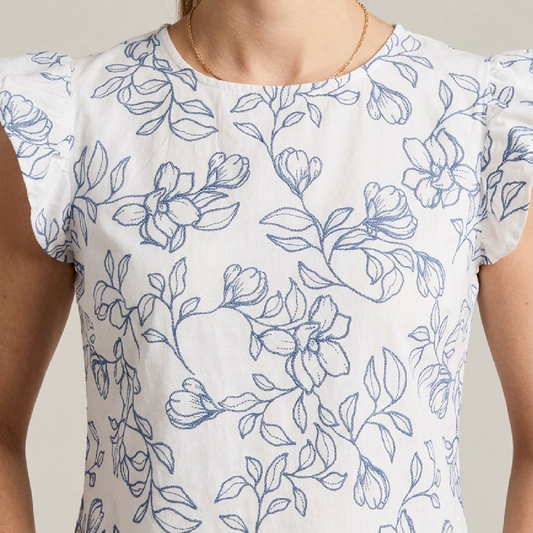 Blusa con estampado floral y mangas con volantes