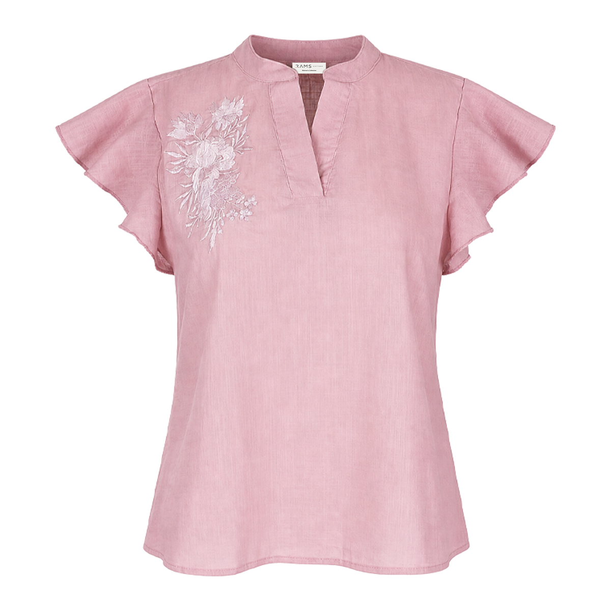 Blusa Mujer Cuello Mao Bordada Artesanal Fresca y Casual Palo de Rosa