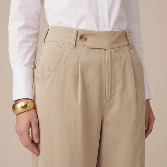 Pantalón de Vestir Mujer Corte Recto Elástico Trasero Rayas