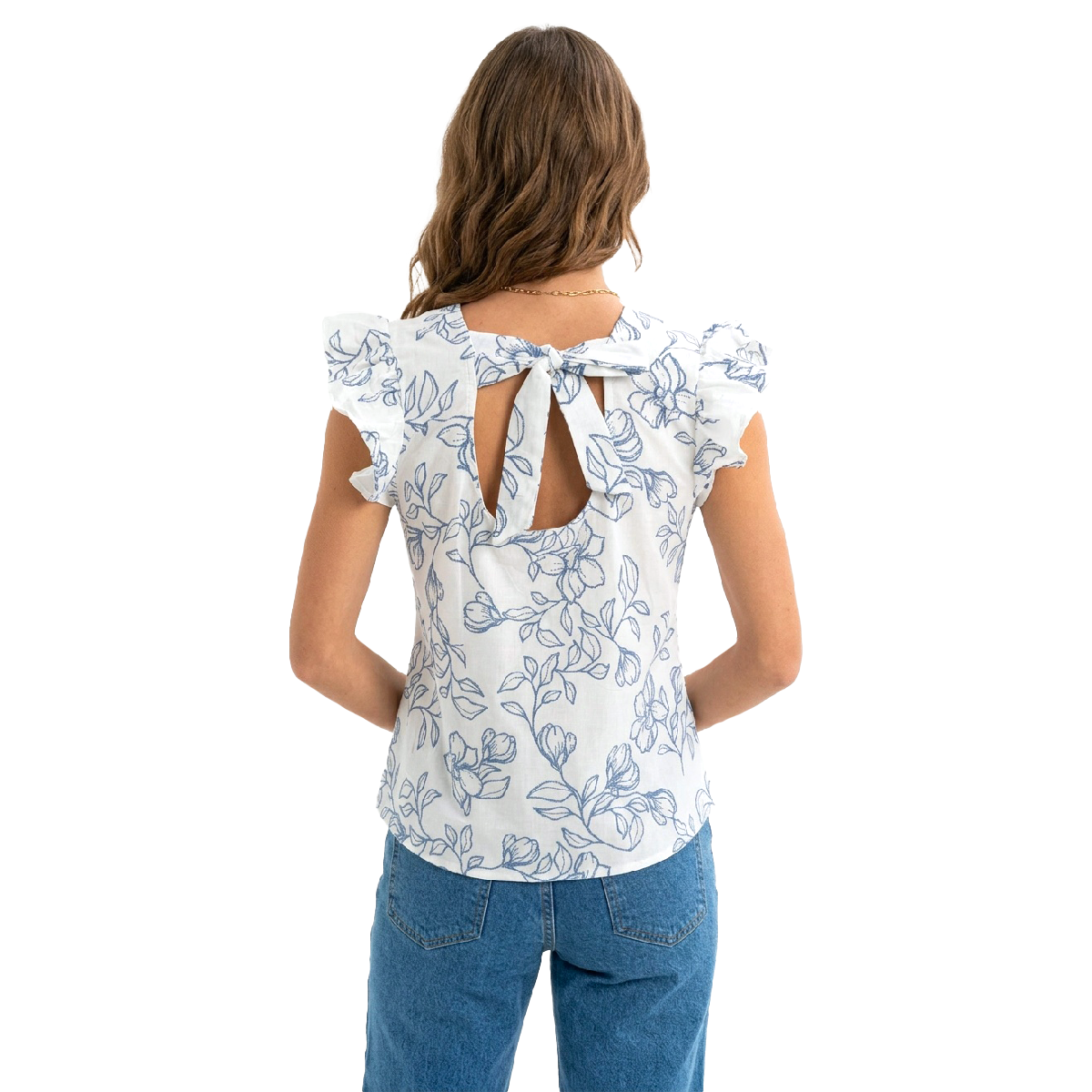 Blusa con estampado floral y mangas con volantes