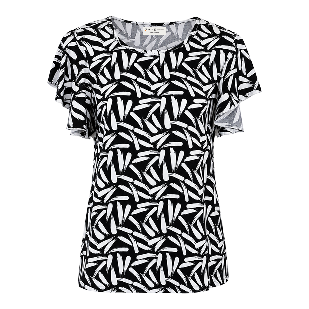 Blusa Mujer Cuello Redondo Estampada Diseño Moderno con Olán