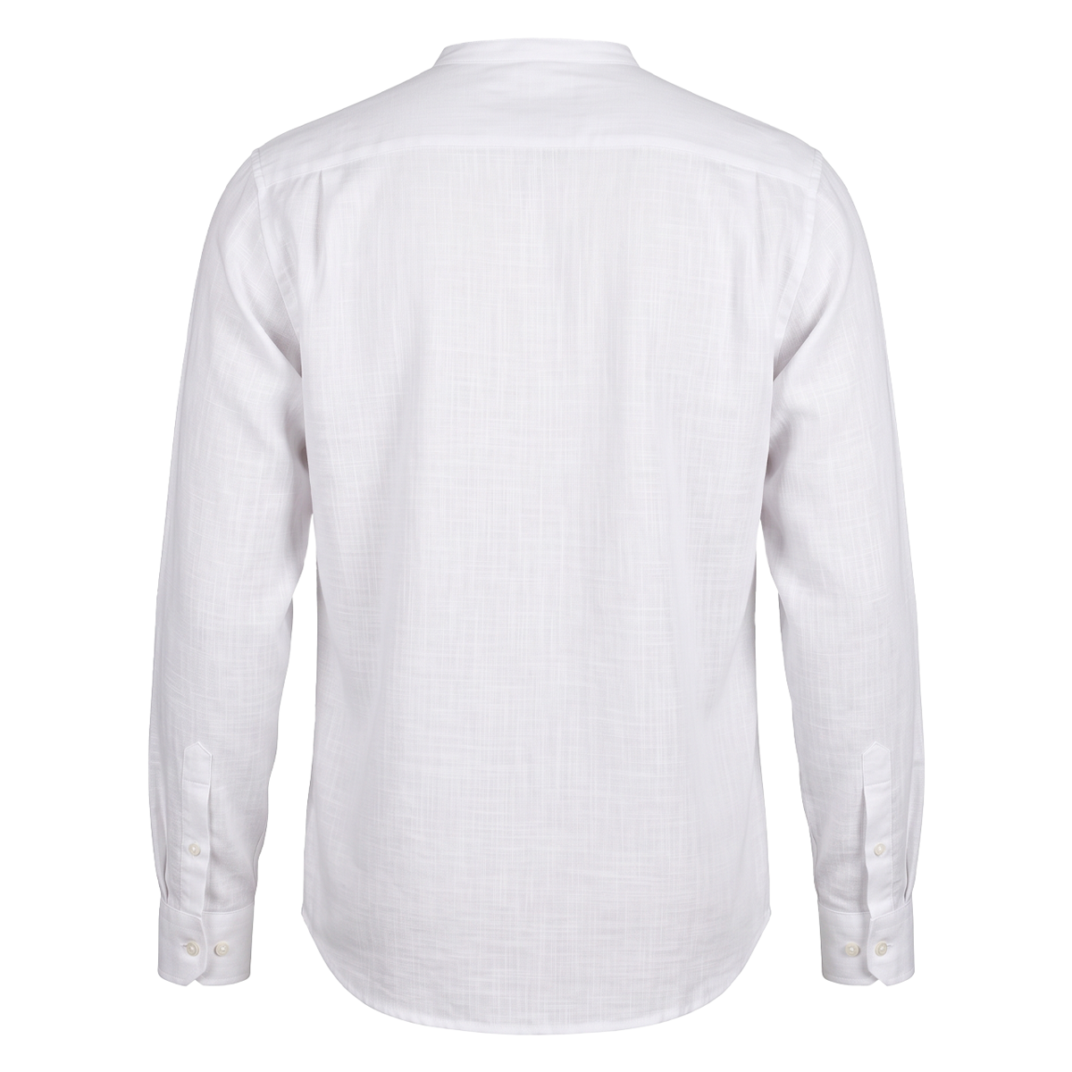 Camisa Blanca Hombre Manga Larga Cuello Redondo Texturizada Moderna