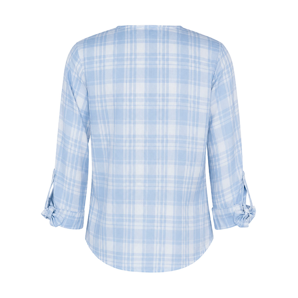 Blusa de cuadros con cuello mao y botones frontales