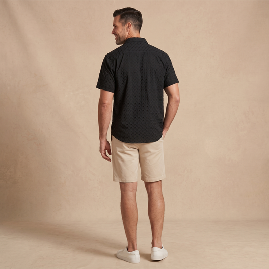 Camisa de manga corta con textura jacquard para hombre