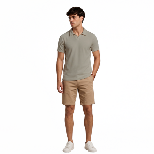 Polo de punto acanalado sin botones para hombre