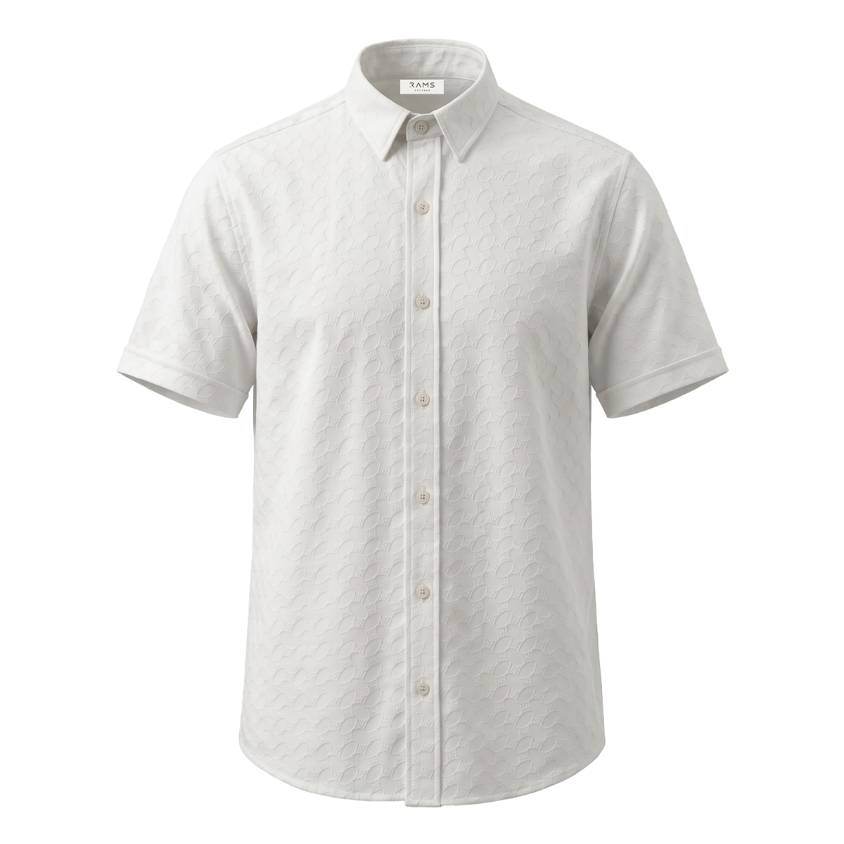 Camisa de manga corta con textura jacquard geométrica para hombre