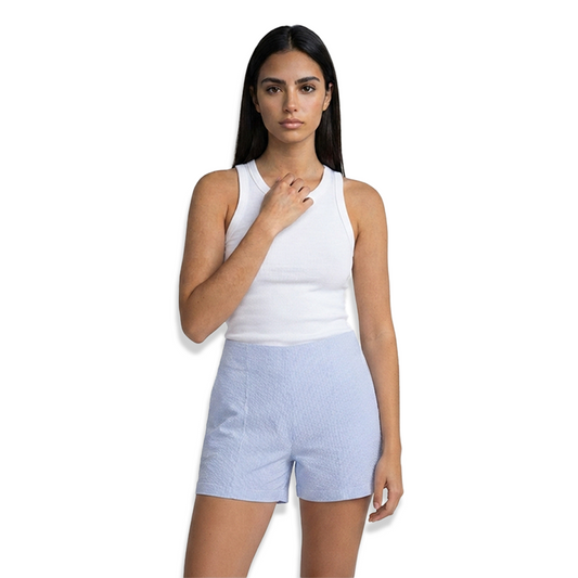Short Mujer Rayado Vertical Ajuste Stretch Cómodo y Moderno