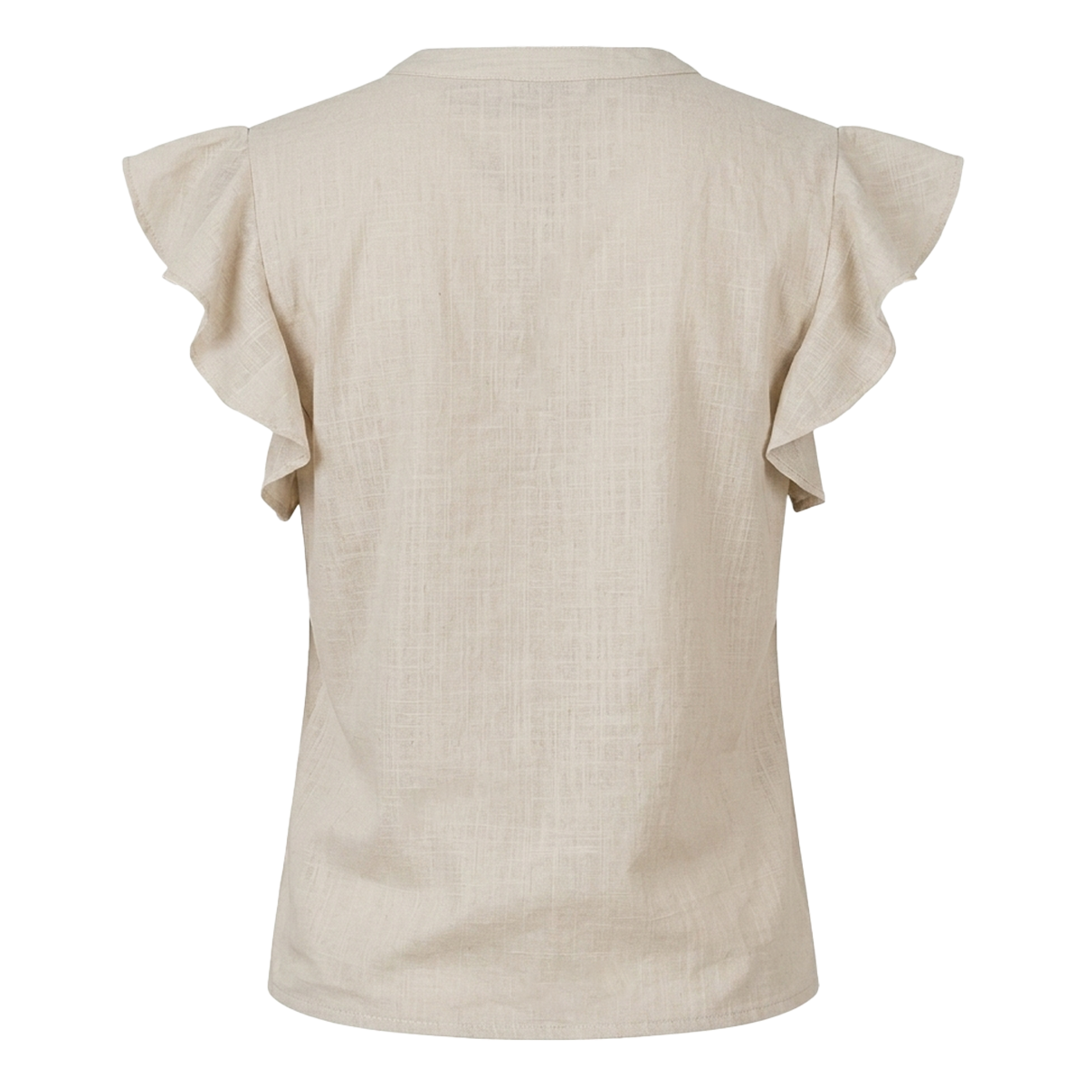 Blusa Mujer Algodón Arena Bordado Artesanal Cuello Mao Moderna