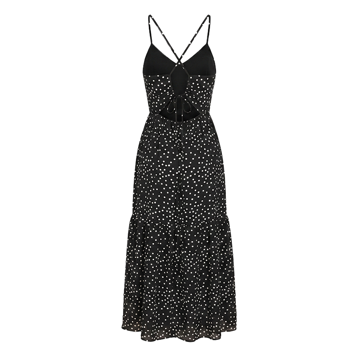 Vestido Largo Mujer Tirantes Ajustables Estampado de Puntos Casual