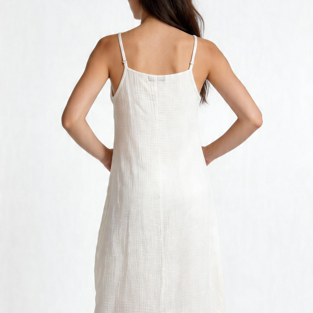 Vestido Blanco Largo Mujer Tirantes Ajustables Estilo Playero Algodón