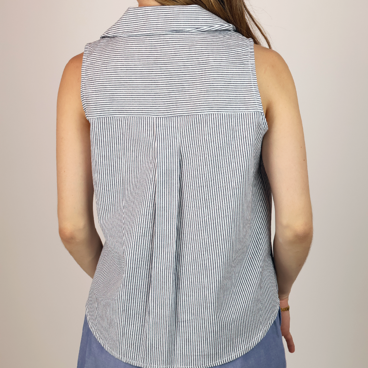 Blusa Mujer Tipo Camisera Con Rayas Verticales Casual Elegante