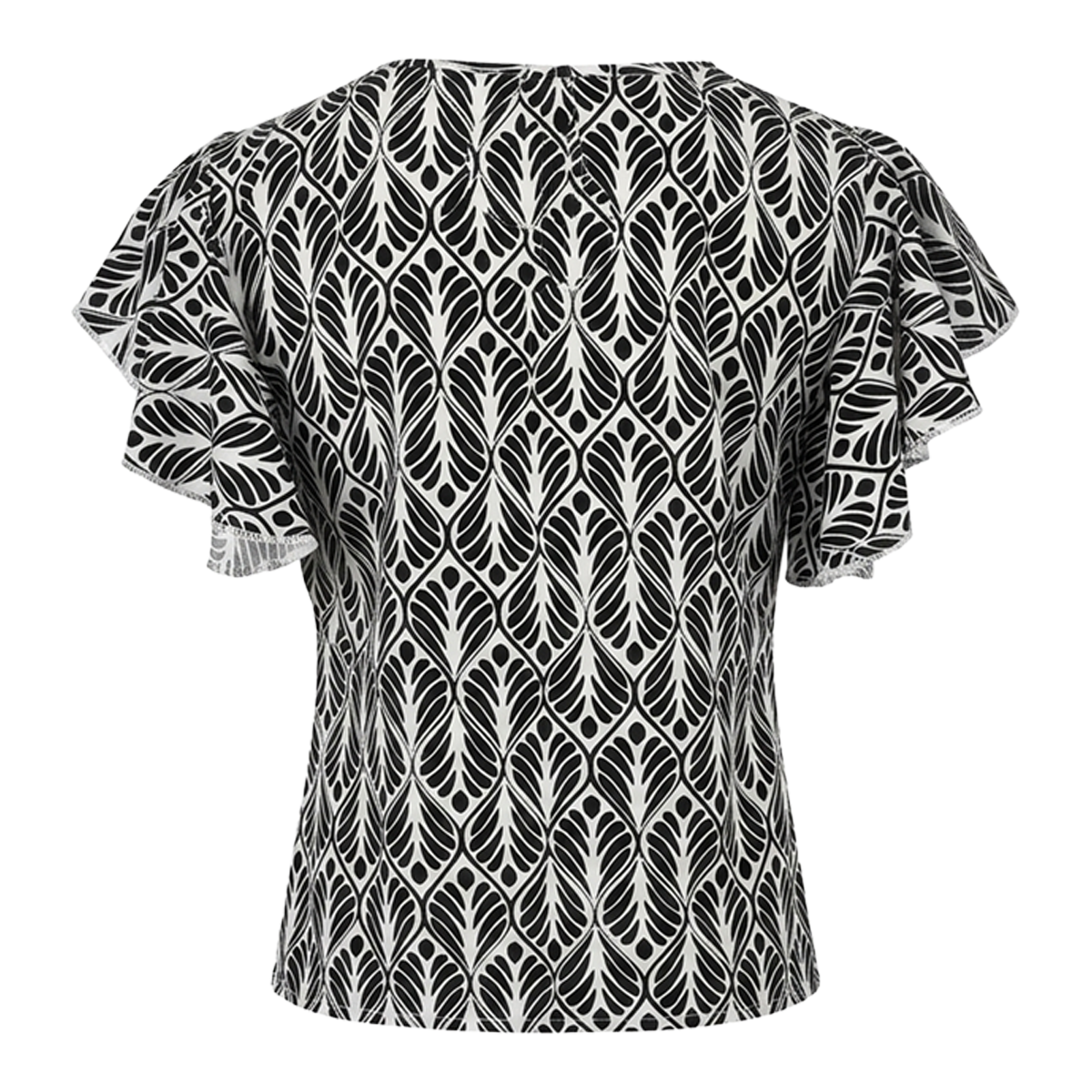 Blusa Mujer Estampada Cuello Redondo Manga Olán Casual