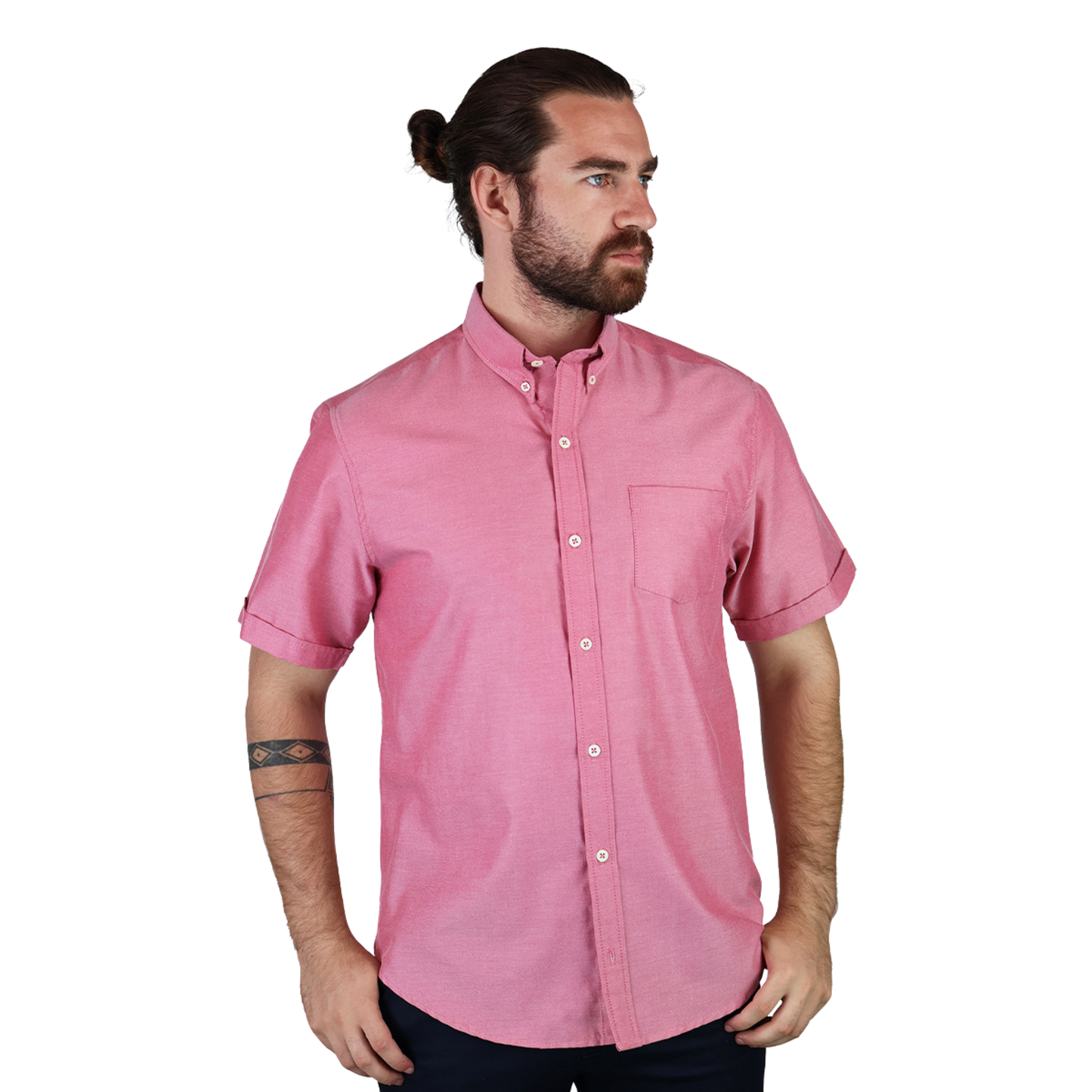 Camisa Manga Corta Corte Regular Con Bolsa Para Caballero