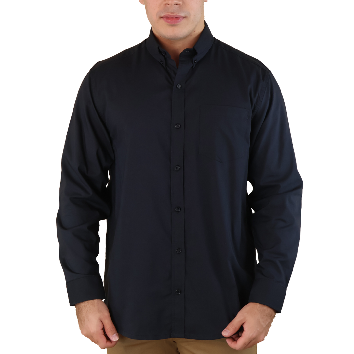 Camisa Negra Slim Fit Manga Larga Con Cintilla Para Caballero