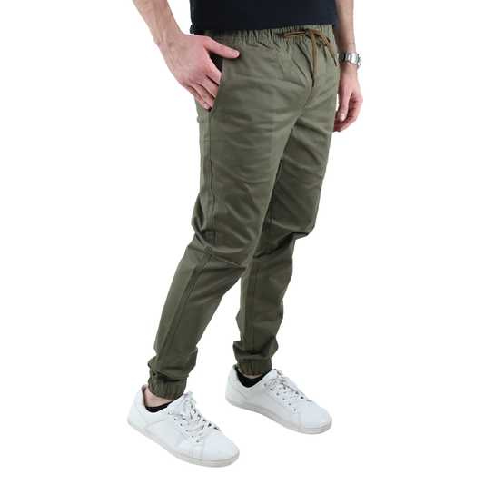 Jogger Casual Con Elástico En Cintura Verde Militar Para Hombre