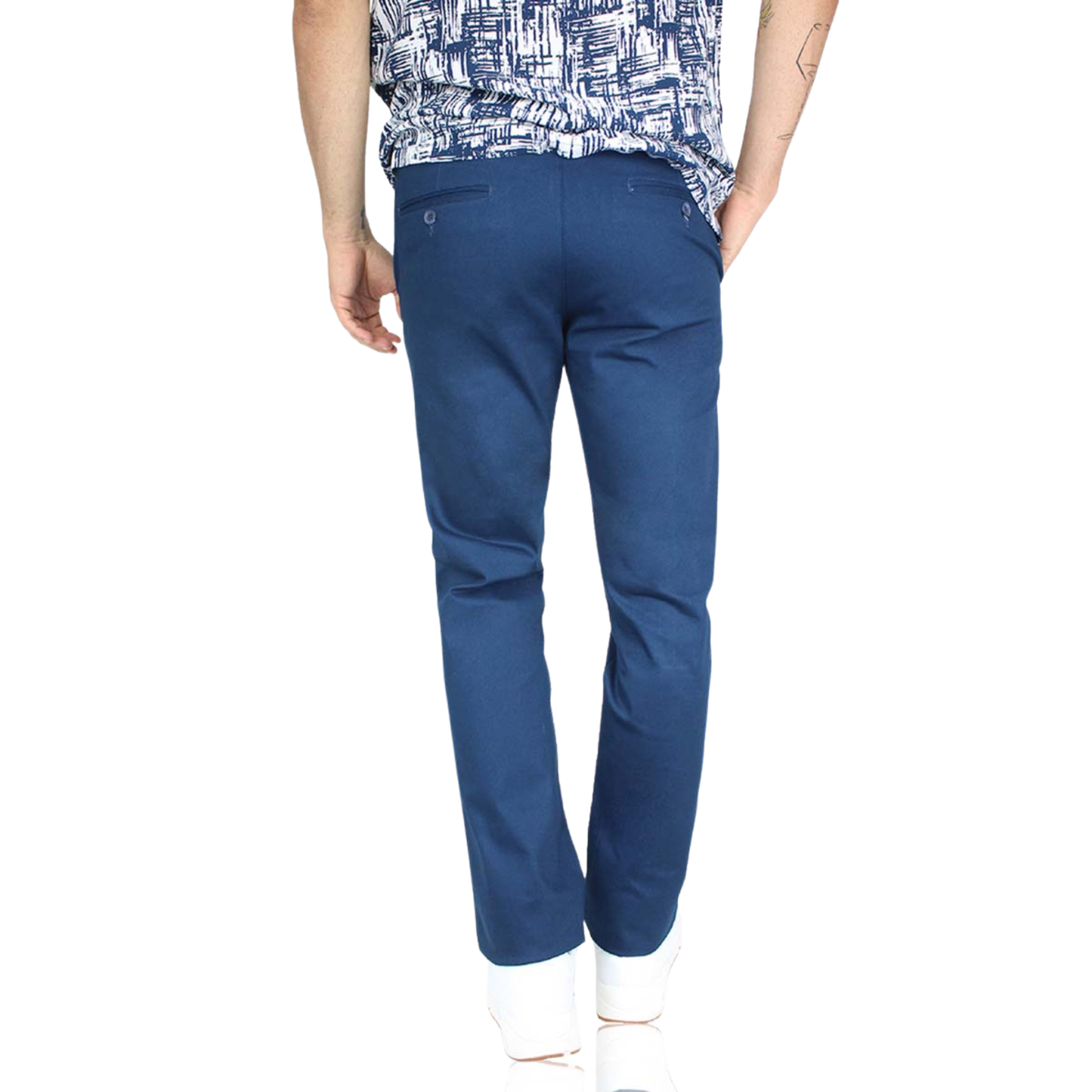Pantalón Corte Regular Color Azul Plúmbago De Algodón Para Caballero