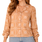 Blusa Elegante Manga Larga Textura Moderna Con Botones Para Mujer