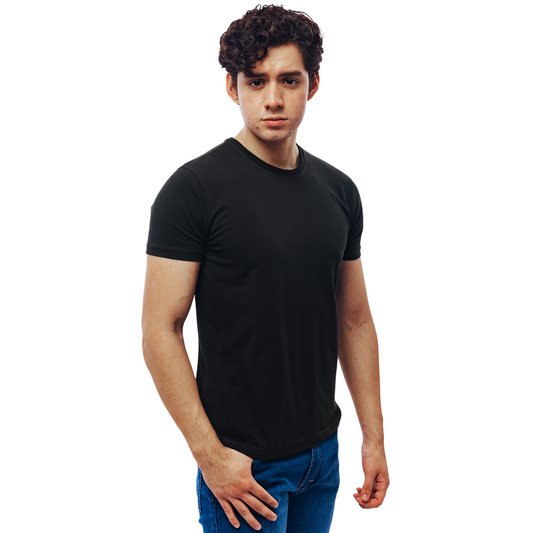 Playera Negra Cuello Redondo Manga Corta Básica Muscle Fit Para Hombre
