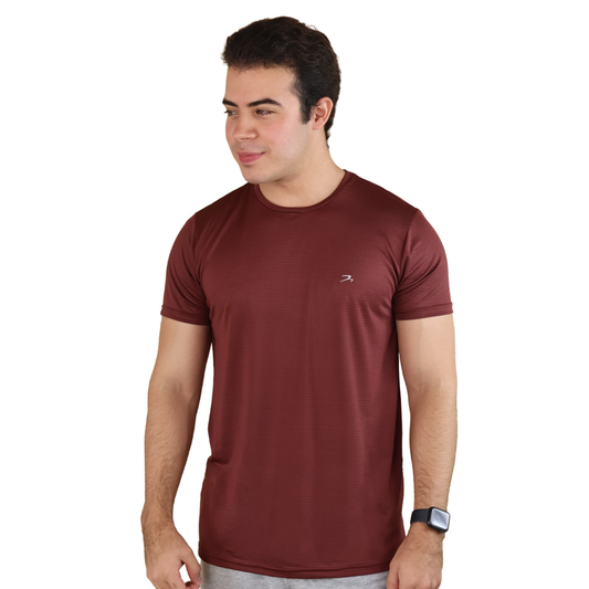 Playera Deportiva Para Hombre Manga Corta Tipo Dry Fit Rojo Vino