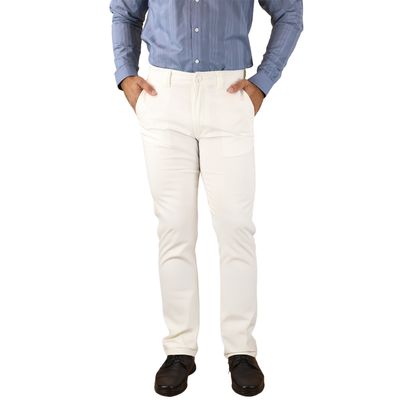 Men's Elegant and Comfortable White Regular Fit Trousers