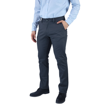 Pantalón Stretch Color Gris Slim Fit De Algodón Para Hombre