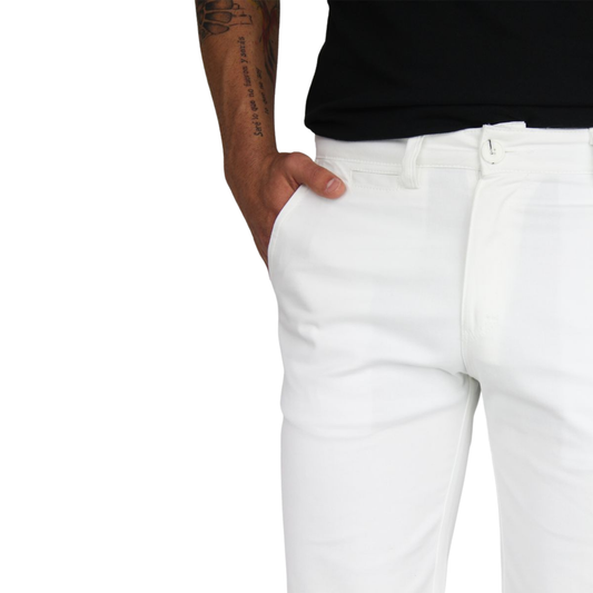 Bermuda De Vestir Color Blanco De Algodón Corte Slim Fit Para Hombre