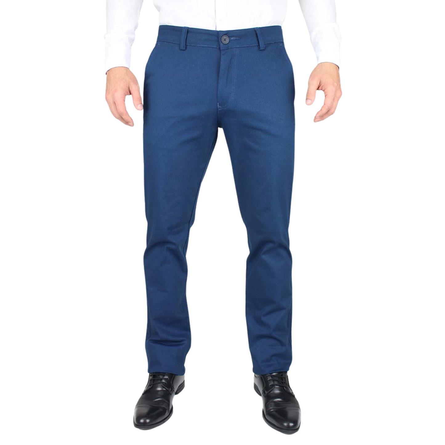 Pantalón De Vestir Stretch Color Azul Plúmbago Slim Fit Para Hombre