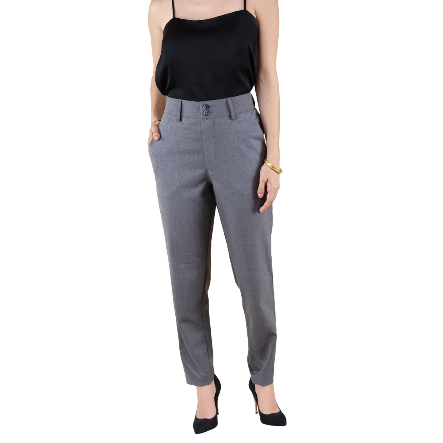 Women's Grey Dress Pants Classic Fit Business Attire