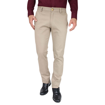 Pantalón de Vestir Stretch Color Caki Slim Fit Para Hombre