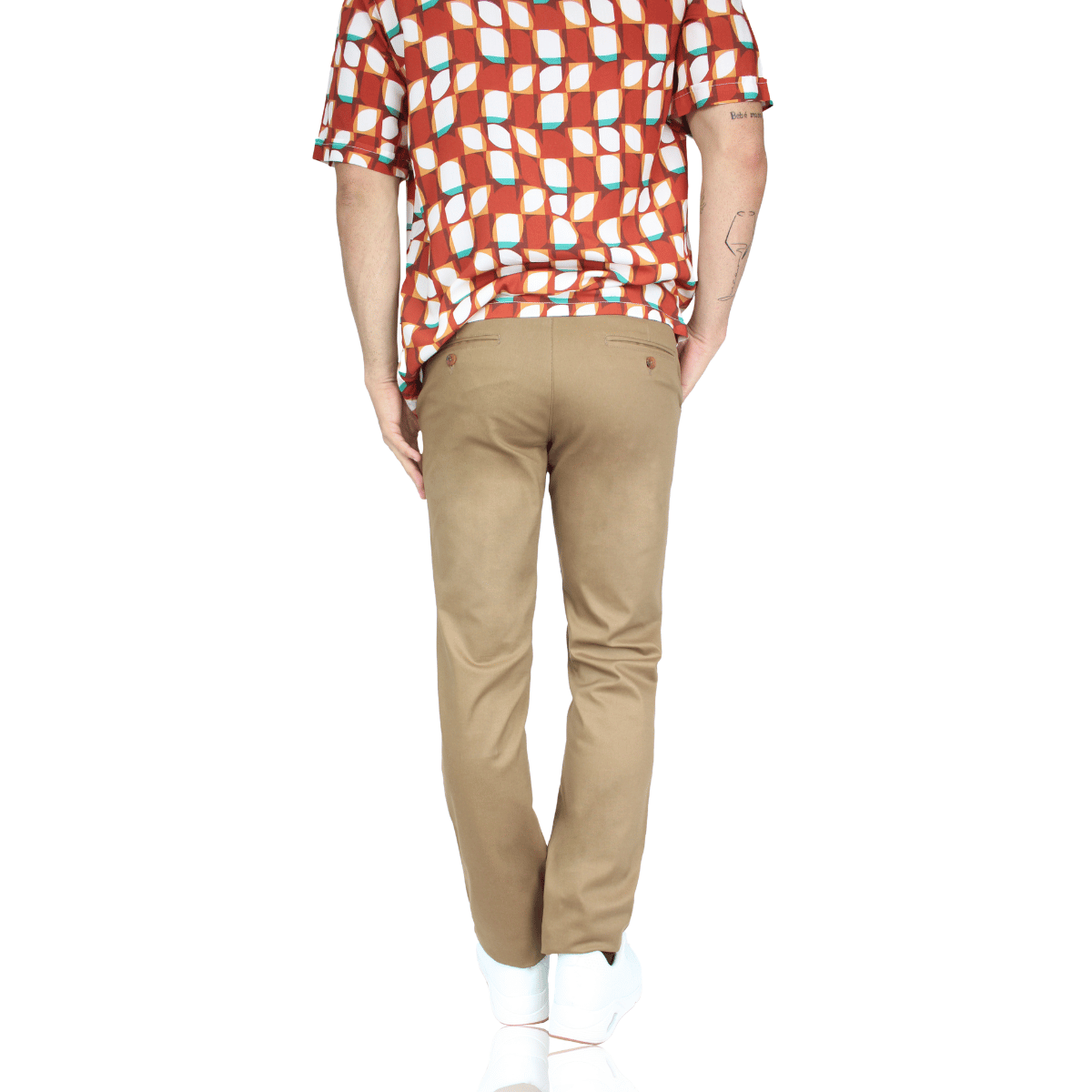 Pantalón Color Camel Stretch De Algodón Regular Fit Para Caballero