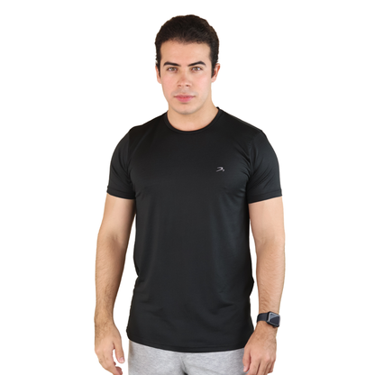 Playera Hombre Fitness Negro Manga Corta Secado Rápido