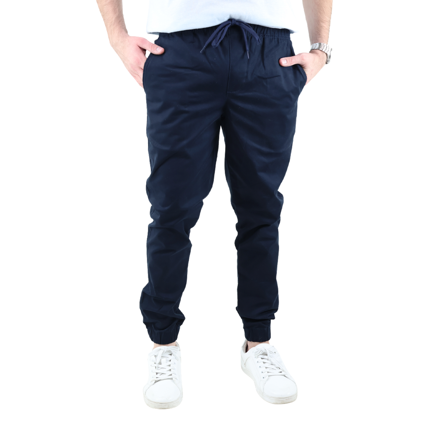 Pantalón Jogger Azul Marino Hombre Casual Estilo Urbano Con Cordón Y Bolsas