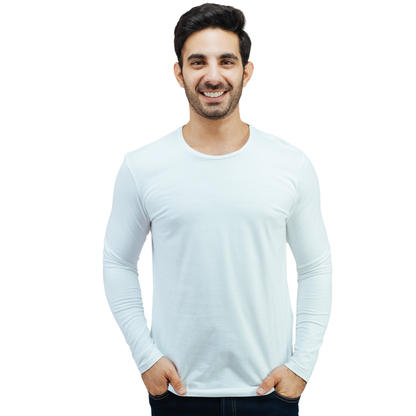 Playera Manga Larga Básica Blanca Stretch Muscle Fit Para Caballero