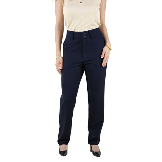 Pantalón Vestir Mujer Azul Marino Casual Elegante Moda Juvenil