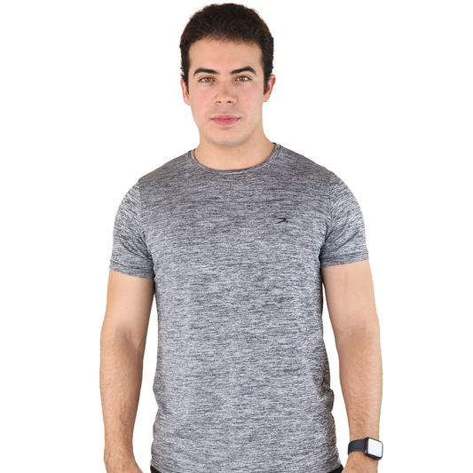 Playera Deportiva Hombre Color Gris Jaspe Secado Rápido