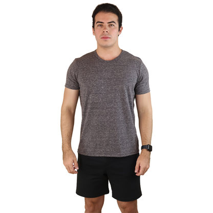Playera Básica Cómoda Gris Jaspe Manga Corta Cuello Redondo Casual