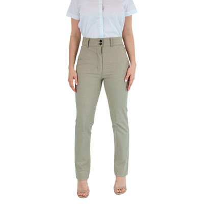 Pantalón De Vestir Color Caki Con Bolsas Para Mujer