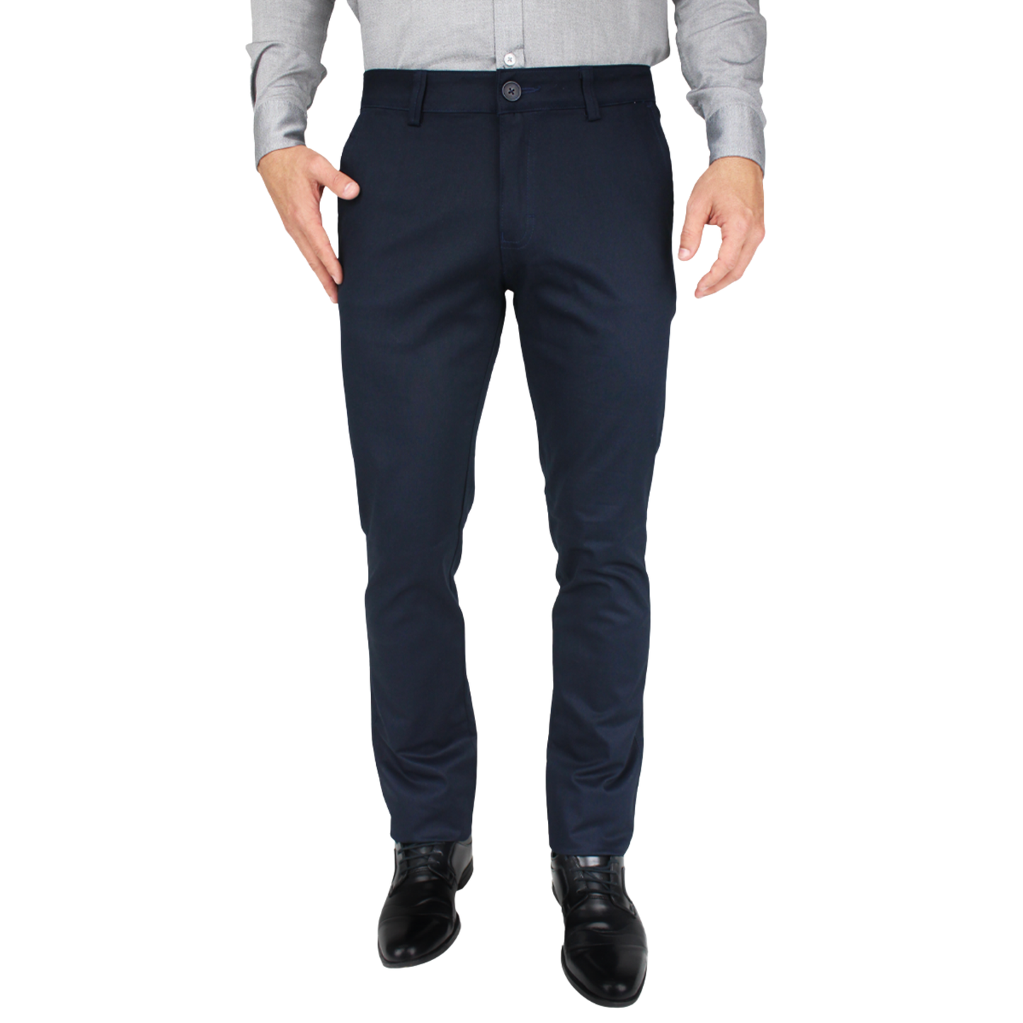 Men's Navy Blue Slim Fit Stretch Dress Pants