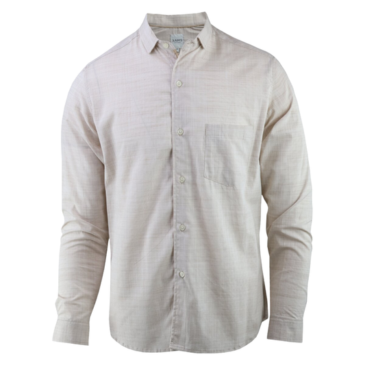 Camisa Slim Fit Manga Larga Color Caqui Para Hombre