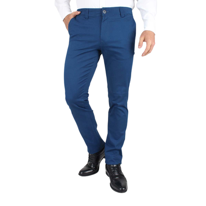 Pantalón Chino Color Azul Plúmbago Slim Fit De Algodón Para Hombre