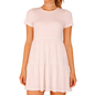 Vestido Corto Blanco Manga Corta Textura Ultra Suave Para Dama