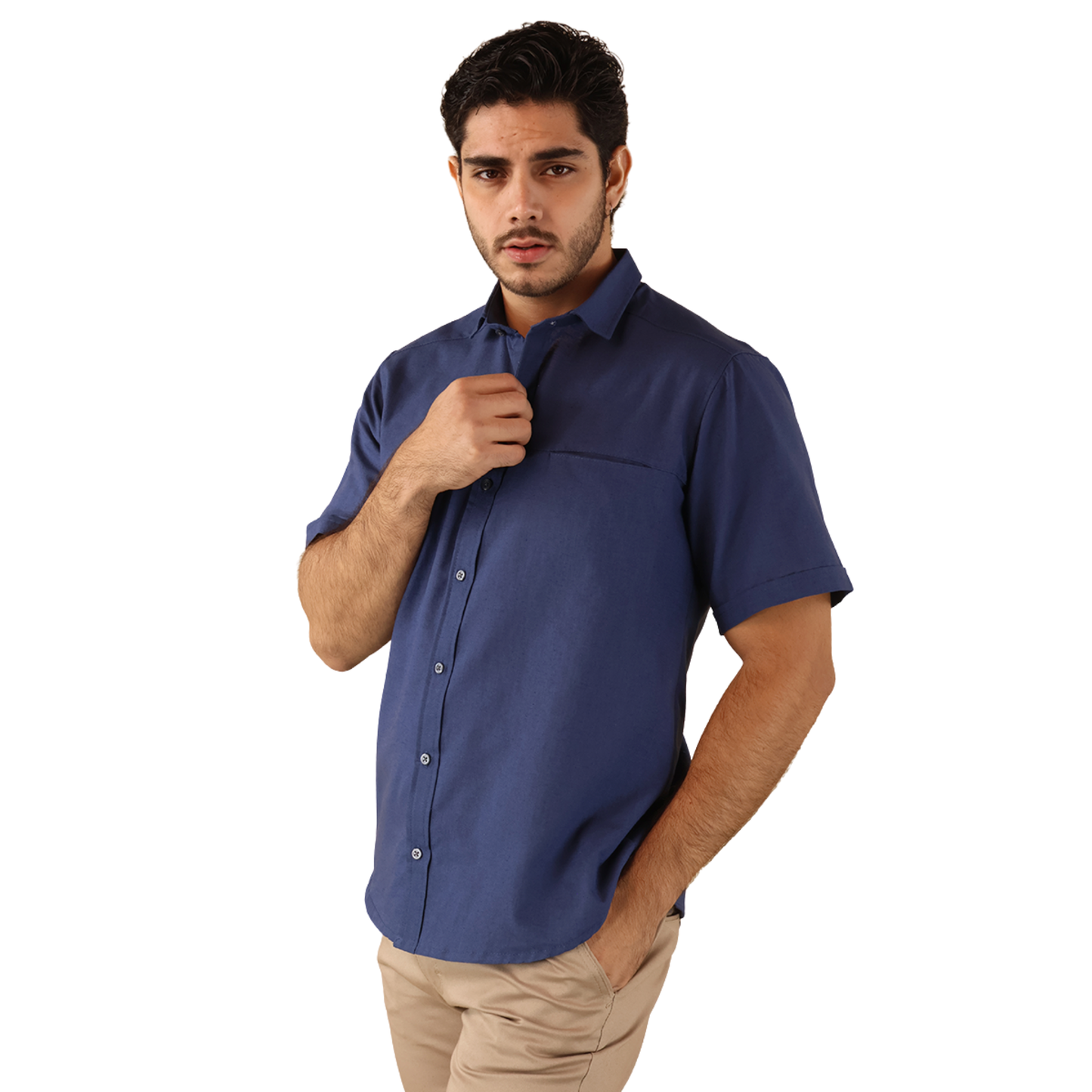 Camisa Con Bolsa Oculta Hombre Manga Corta Diseño Moderno